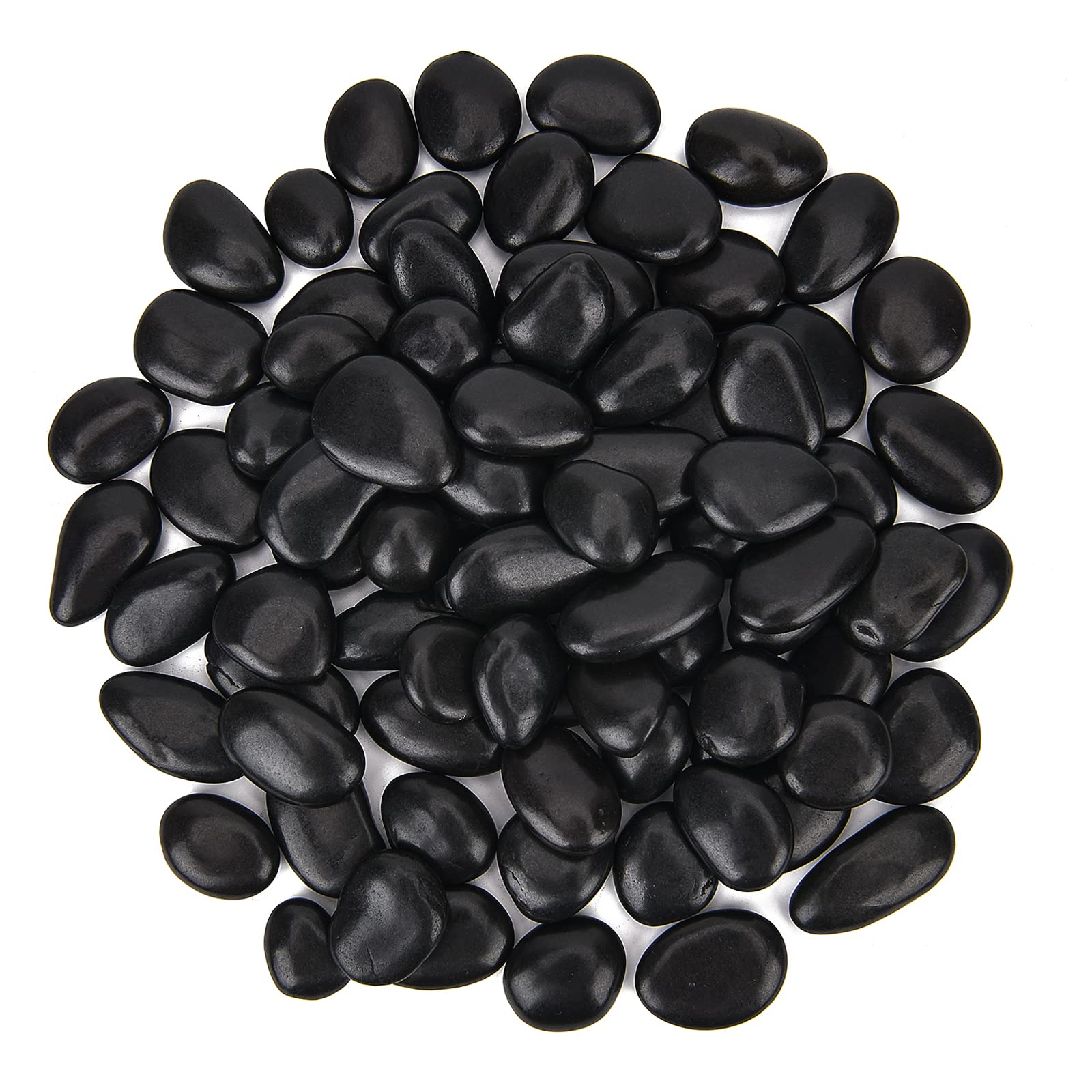 Hisredsun 2.1lb Black Polished Stones Natural River Pebbles Gravel for Aquarium, Flowerpot, Landscaping, Vase Fillers and Garden Decoration — image 1