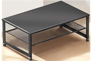 ECOLOVI Desk Organizers and Accessories, 2-Tier Metal Computer Monitor Stand Riser, Desk Organizer for Monitor, Printer & Laptop Stand, Desktop Workspace Organizers for Office Supplies(Black)