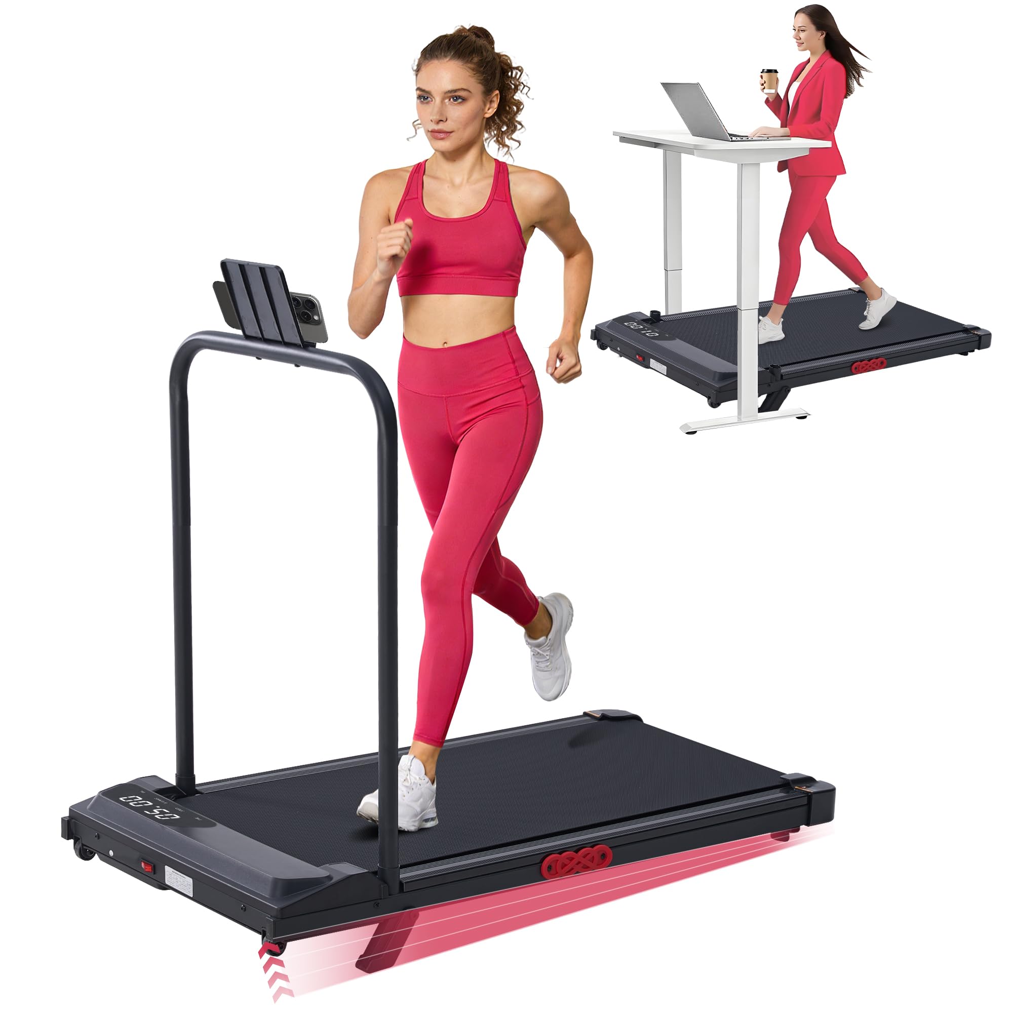 Small Treadmill for Home, Walking Pad Treadmill with Incline and Handle Bar