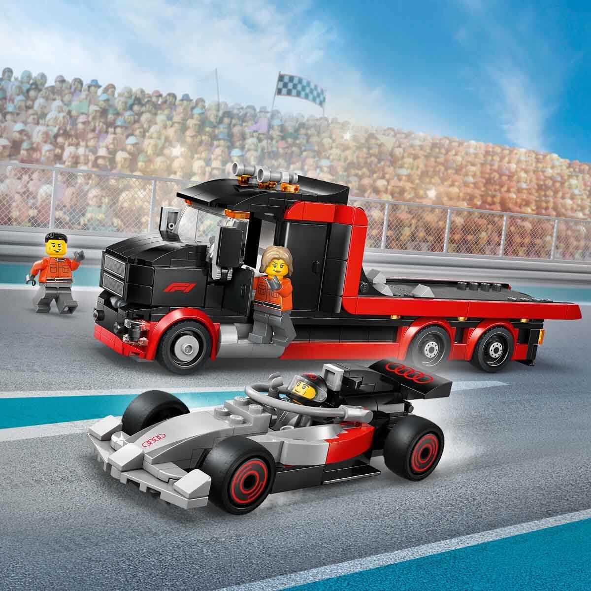 LEGO City F1 Truck mit Audi F1 Rennwagen - Spielzeug Modellbau mit 3 Minifiguren und Fahrzeug Hebefunktion - Geschenkidee für Jungen ab 7 Jahren und Motorsportfans - 60493 2