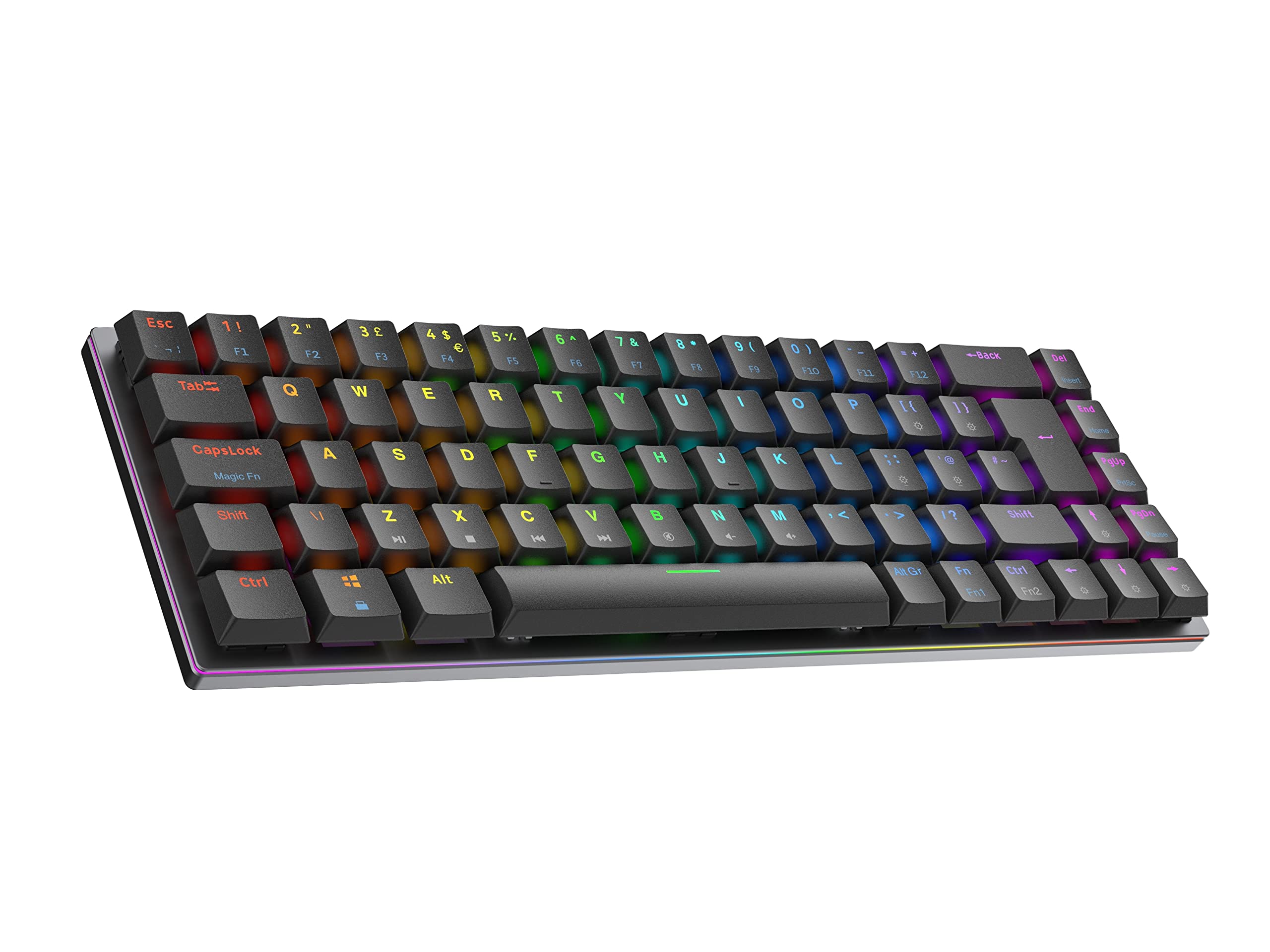 Ranked G65 Guardian 65% | Full Aluminum Frame | Ultra Slim Hot Swappable Mechanical Gaming Keyboard | 69 Keys RGB Backlit for PC/Mac | QWERTY ISO UK Layout (Black, Gateron Low Profile Red)