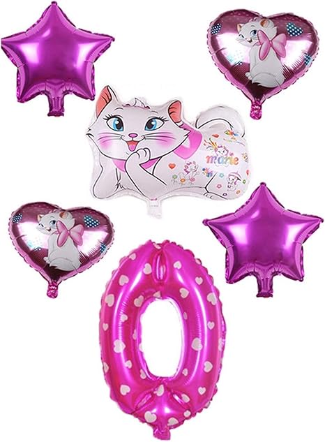 Amazon Co Jp 風船 6ピースマリー猫のテーマアルミニウム愛の形の風船セット誕生日パーティーの装飾パーティー用品子供風船 Color 4 ホーム キッチン
