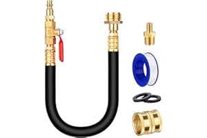WINAMOO Lead-Free Brass 17" RV Winterizing Kit, Water Line Blowout Fitting Adapter with Shut Off Valve&Air Compressor Quick Plug, Sprinkler Winterize System for RV,Camper,Motorhome,Garden Hose Faucet