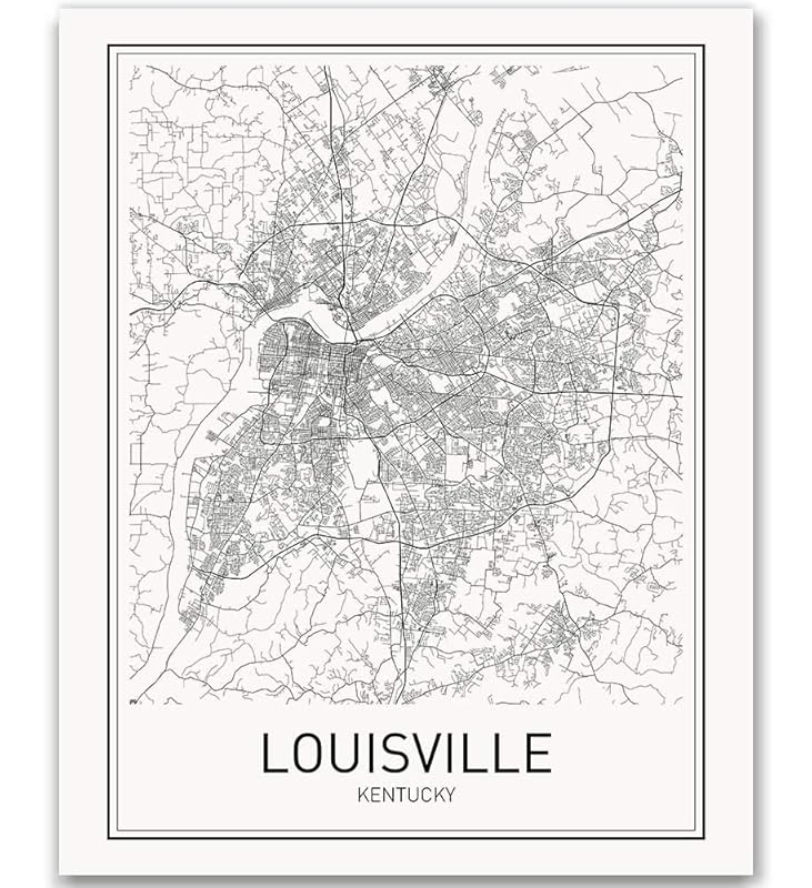Louisville Poster Map of Louisville Map City Map Posters