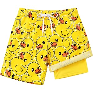 GEMYSE Boys Swim Trunks with Compression Liner Size 4-16 | Quick-Dry Stretch Bathing Shorts, Soft and Comfortable, Adjustable