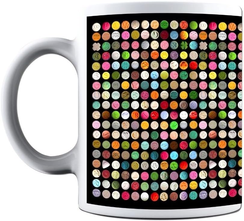 Novelty Printed Mugs Ecstasy Pills Coffee Mug Cup Gift Amazon.co.uk