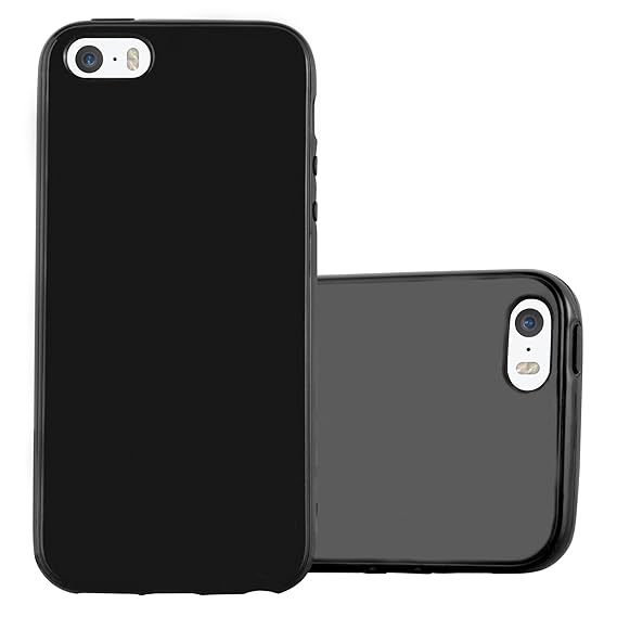 Cadorabo Hülle für Apple iPhone 5 / iPhone 5S / iPhone SE - Hülle in Jelly SCHWARZ – Handyhülle aus TPU Silikon im Jelly Desi