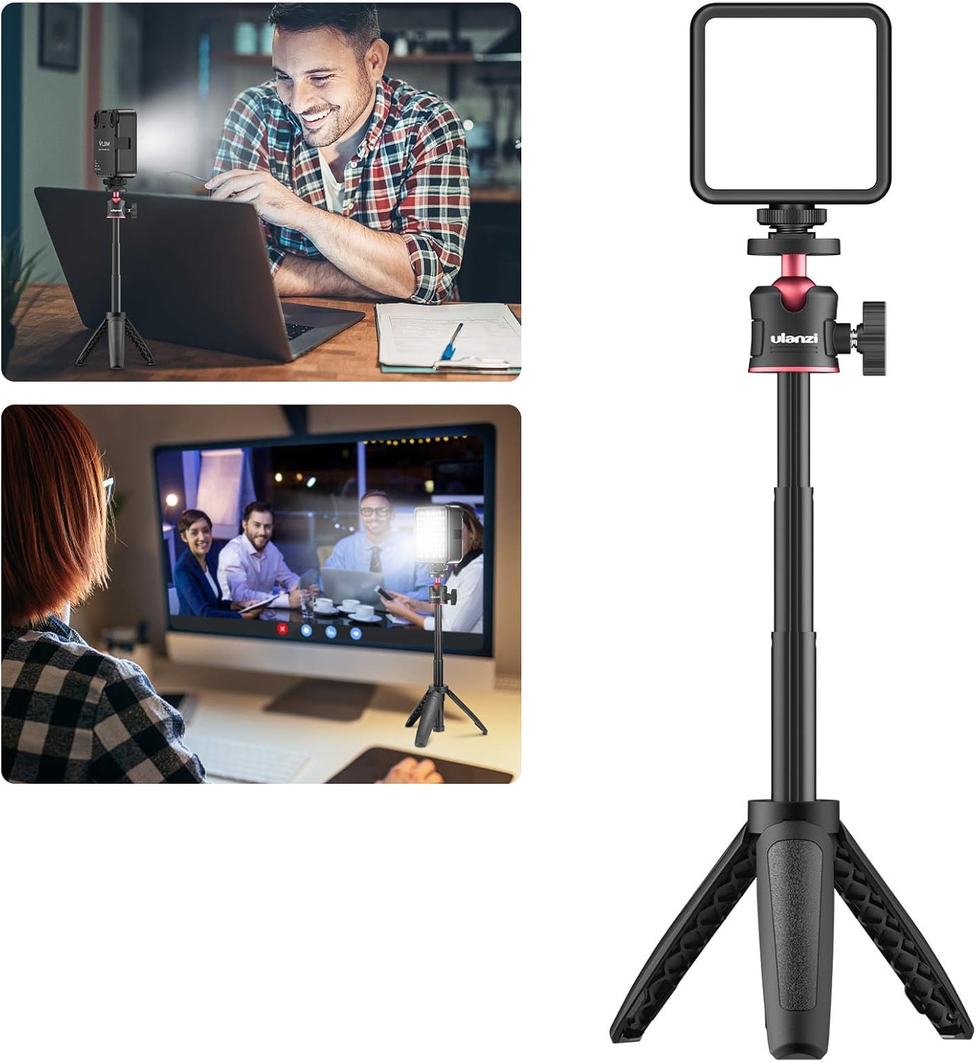 VIJIM Video Conference Lighting Kit with Tripod Stand, Laptop Light for