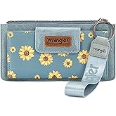 X Wrangler Wallet for Women Floral Wristlet Wallets Ladies Female Large Clutch Wallets with Coin Purse and Rfid Lining