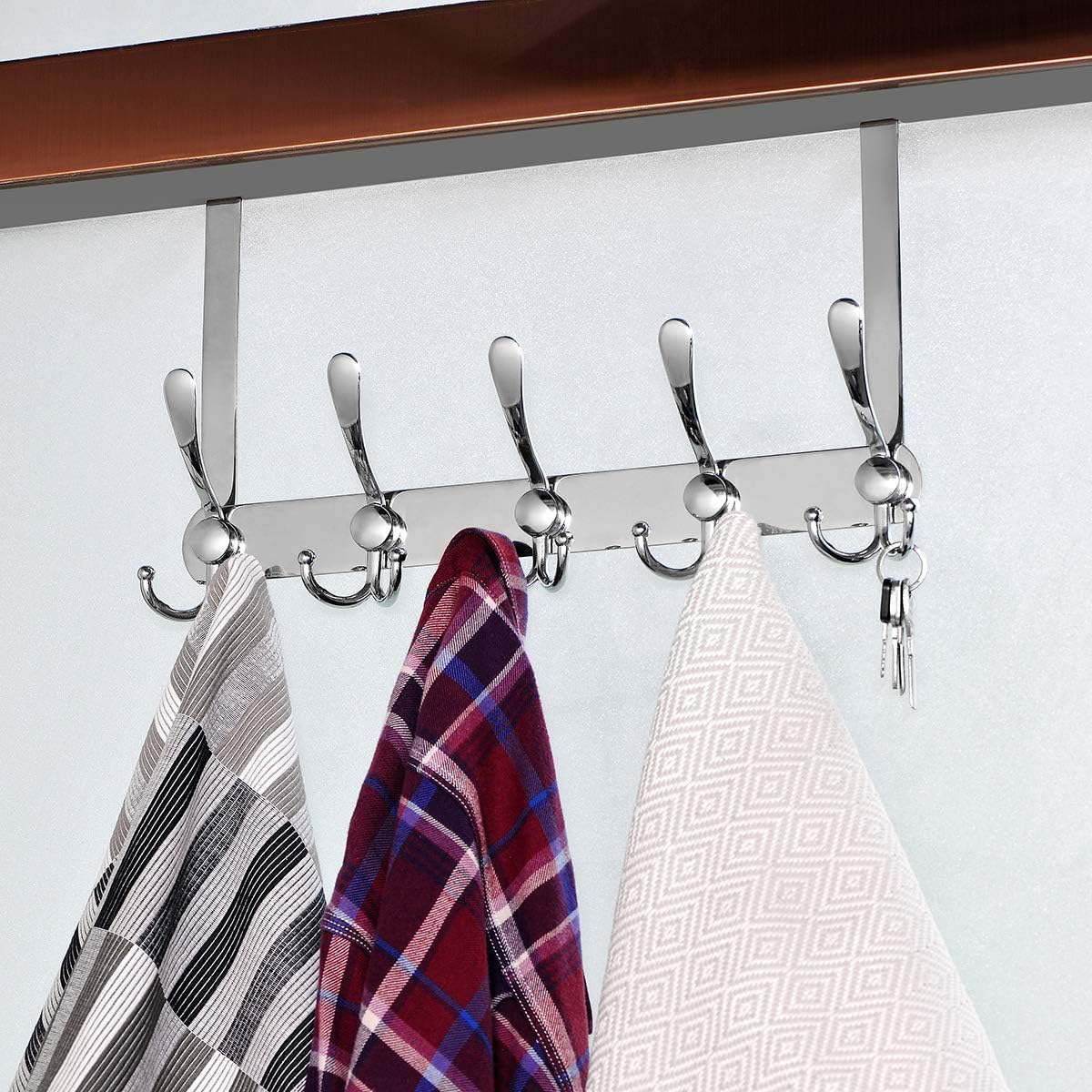 LYLIN Over the Door Hook Hanger, Stainless Steel Hangers for Door with 15 Hooks - Image 5