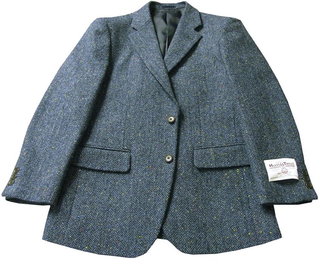 秋冬 ハリスツイード ジャケット ブルー系ヘリンボーン ネップ柄 2つボタン メンズ ブレザー Oxford Classic 85 Ab4 コート ジャケット 通販 Amazon