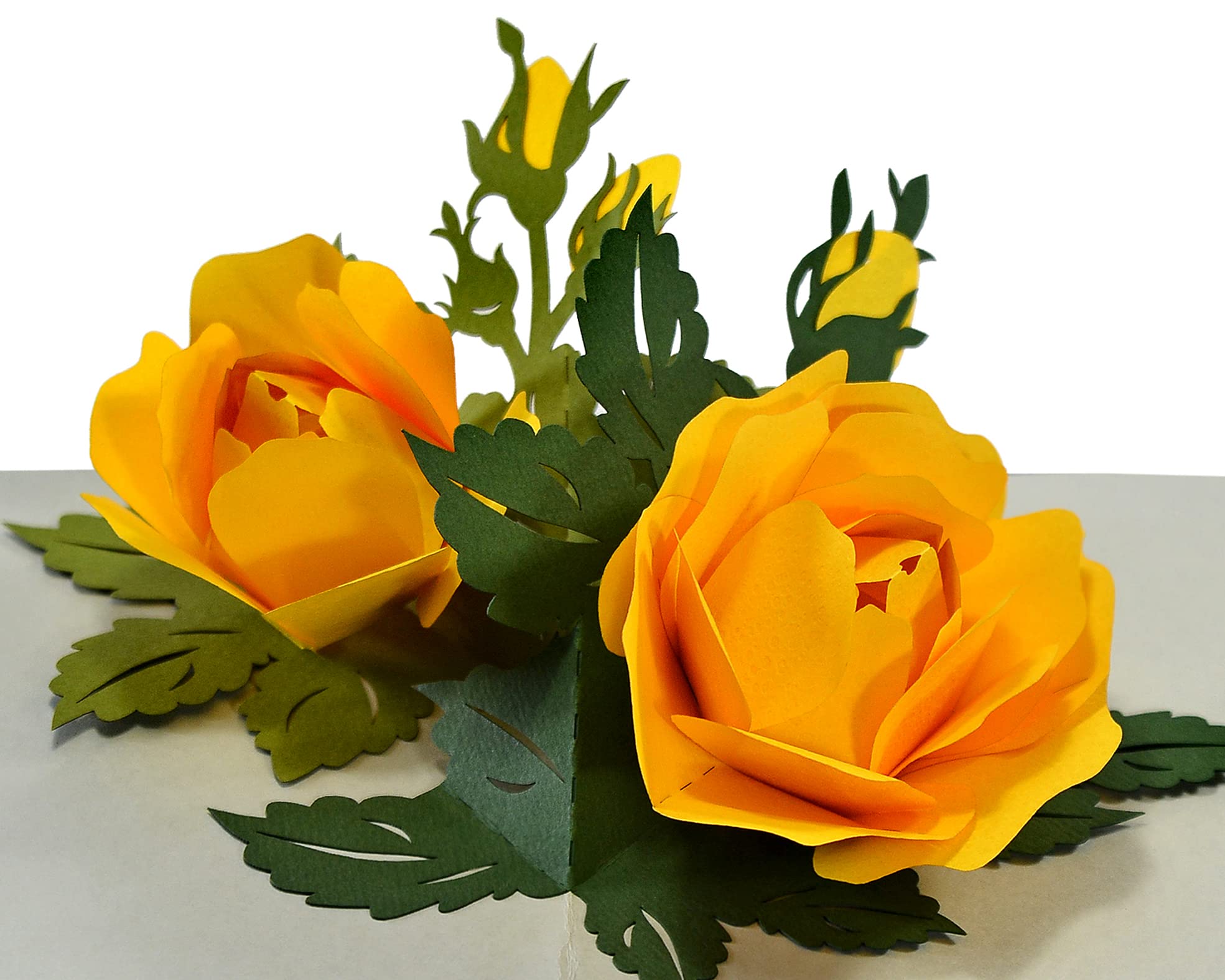 CUTPOPUP Yellow Roses Birthday Cards for Women, Mothers Day Card Pop Up, Flowers 3D Gifts for Her, Wife Mum Daughter Sister Grandma Mothers Day Valentines Anniversary US8-FL088UK