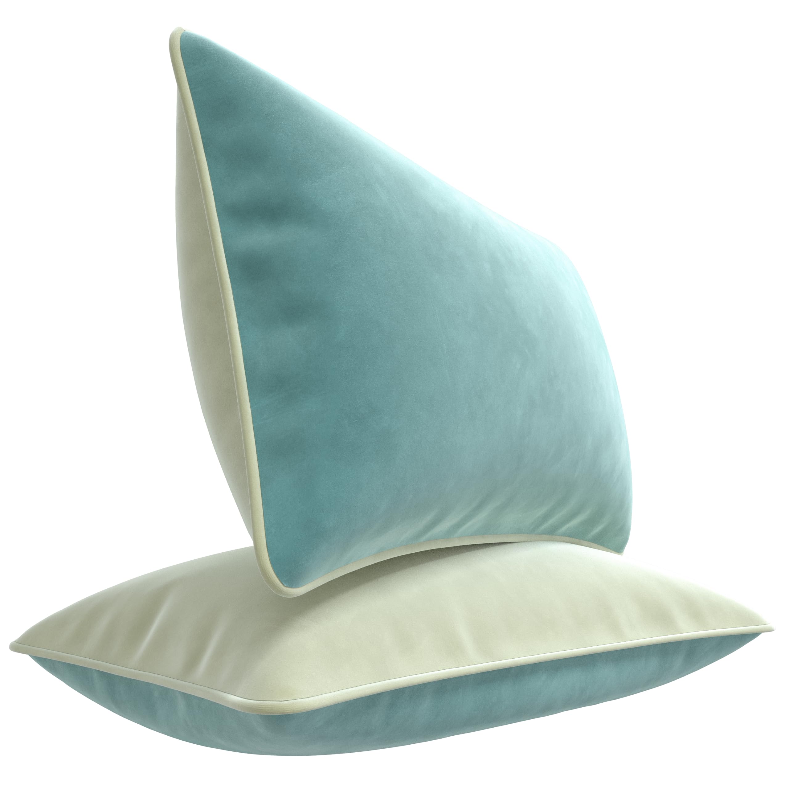 Blau Marité Decorative Velvet Throw Pillow Covers with Trim. Soft Velvet Decorative Pillow Cases. Velvet Cushion Covers. Contrast Pipping.(Blue and White, 12"x20") — image 1