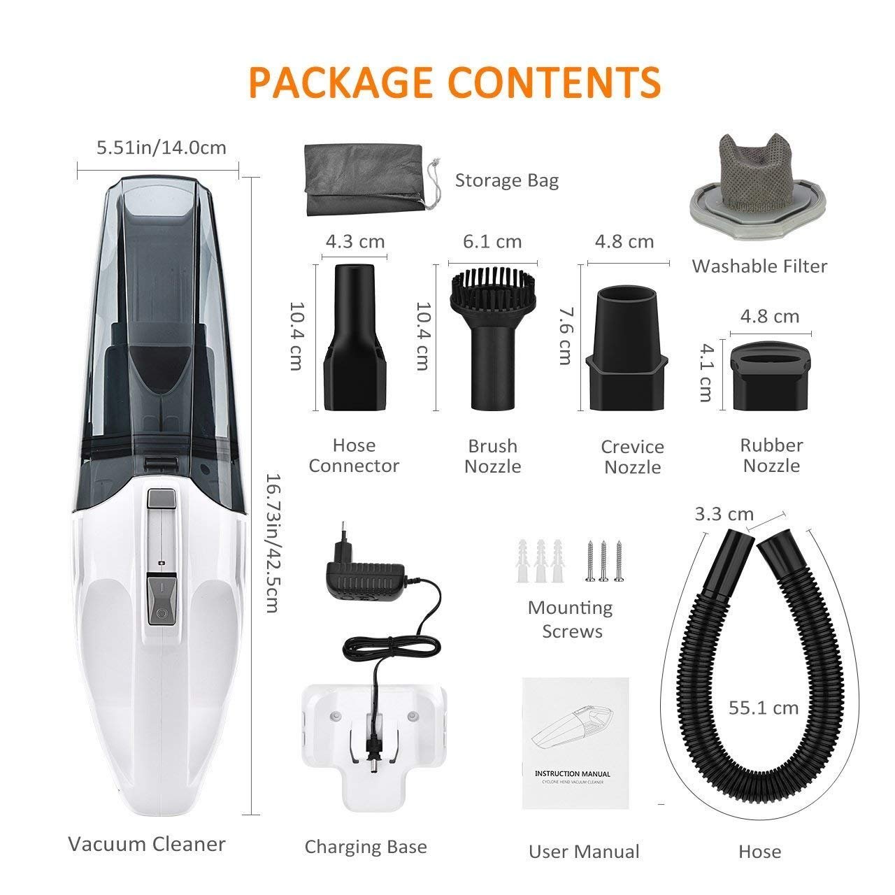 Homasy Cordless Handheld Vacuum Portable Lightweight Vacuum Cleaner