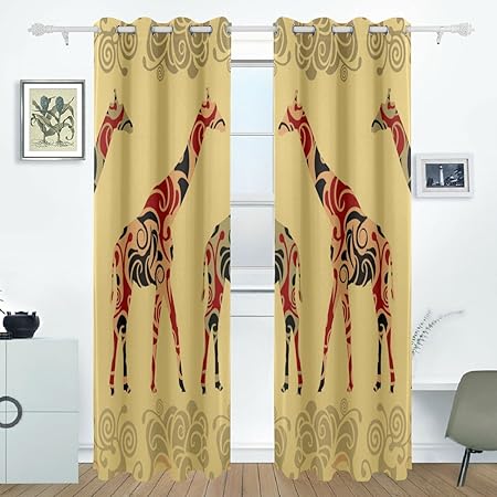Bennigiry Africa Print Room Darkening Curtains Thermal Insulated