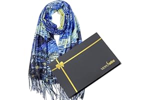 VENVSBEE Van Gogh Scarves Art Scarf for Women Best Gift Reversible Soft Shawl Wrap Pashmina in Gift Box