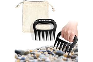 DOSTATNI Sand Scoop with Shovel Sand Flea Rake with Beach Mesh Bag Plastic Sand Sifter for The Beach Shell Scooper Shark Teeth Digger for Picking Up Shells Sea Glass Hunting Tools Beach (Black)