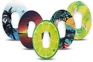 ExpressionMed - Adhesive Patch for Dexcom G6 (5-Pack) - Made in The USA, Waterproof, Split Backing, CGM Tape (Tropical Paradise)