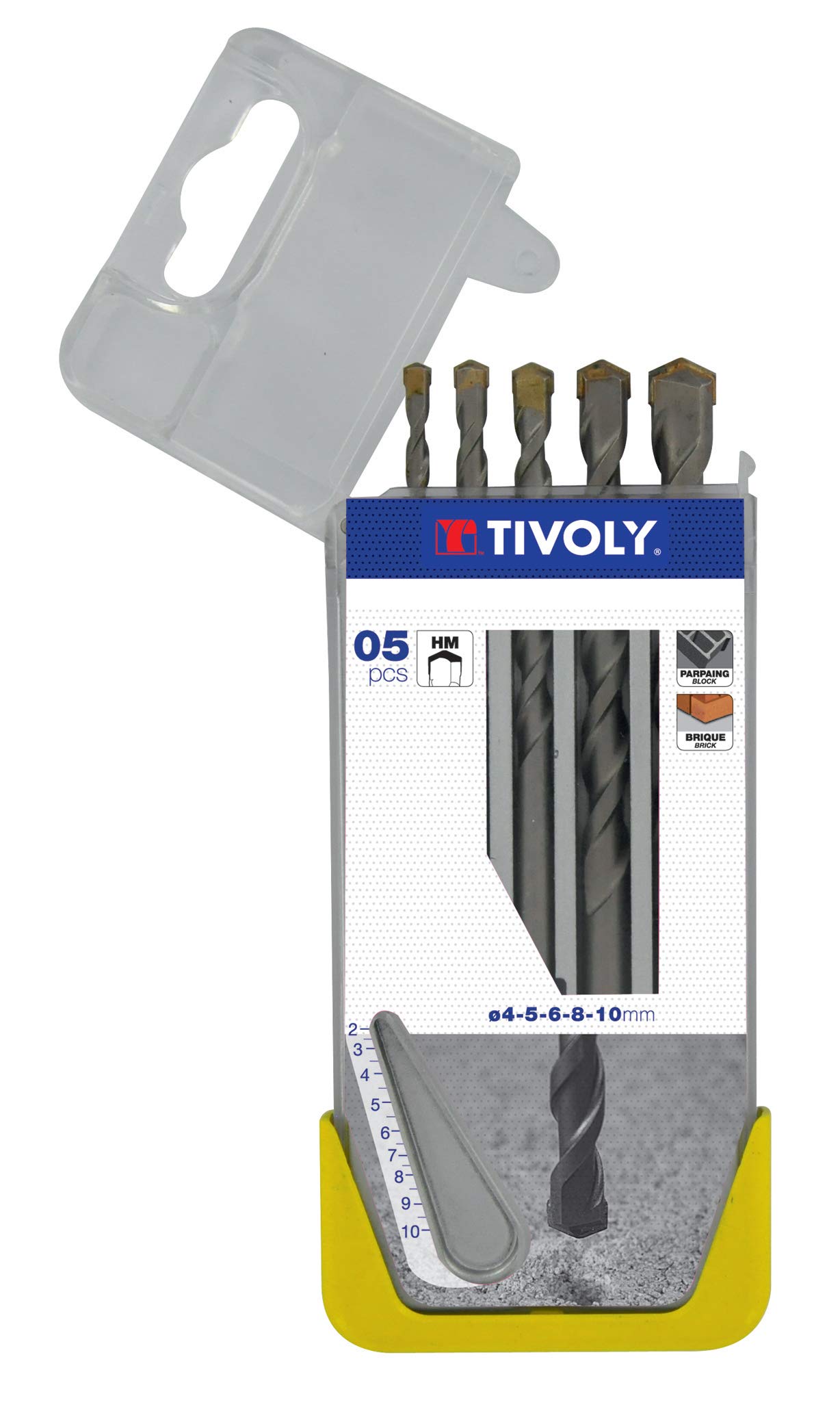 TIVOLY 10900270033 Clipster B22 Set of 5 Extra Beton Drills, Containing Ø4-5-6-8-10mm