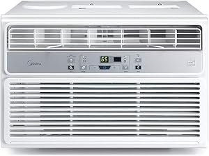 MIDEA EasyCool Window Air Conditioner - Cooling, Dehumidifier, Fan with remote control - 6,000 BTU, Rooms up to 250 Sq. Ft. (MAW06R1BWT Model) (Renewed)