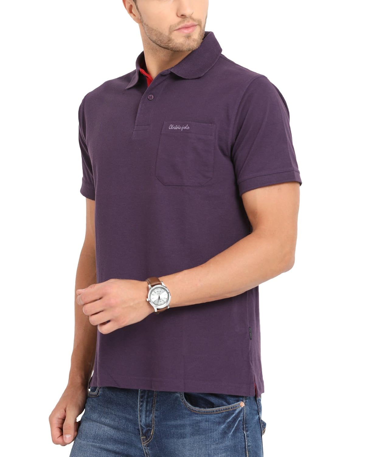 purple half sleeve casual polo t-shirt for men by classic polo