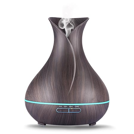 Aromatherapy Essential Oil Diffuser,400ml Wood Black Ultrasonic Cool Mist Humidifier Home Fragrance Diffuser