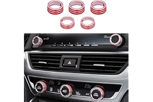 Ramecar for Accord Climate Control Switch AC Knob Sound Volume Button for 10th Gen Honda Accord Sedan Sport EX EX-L LX 2018 2019 2020 2021 2022, Aluminum red, 5pcs