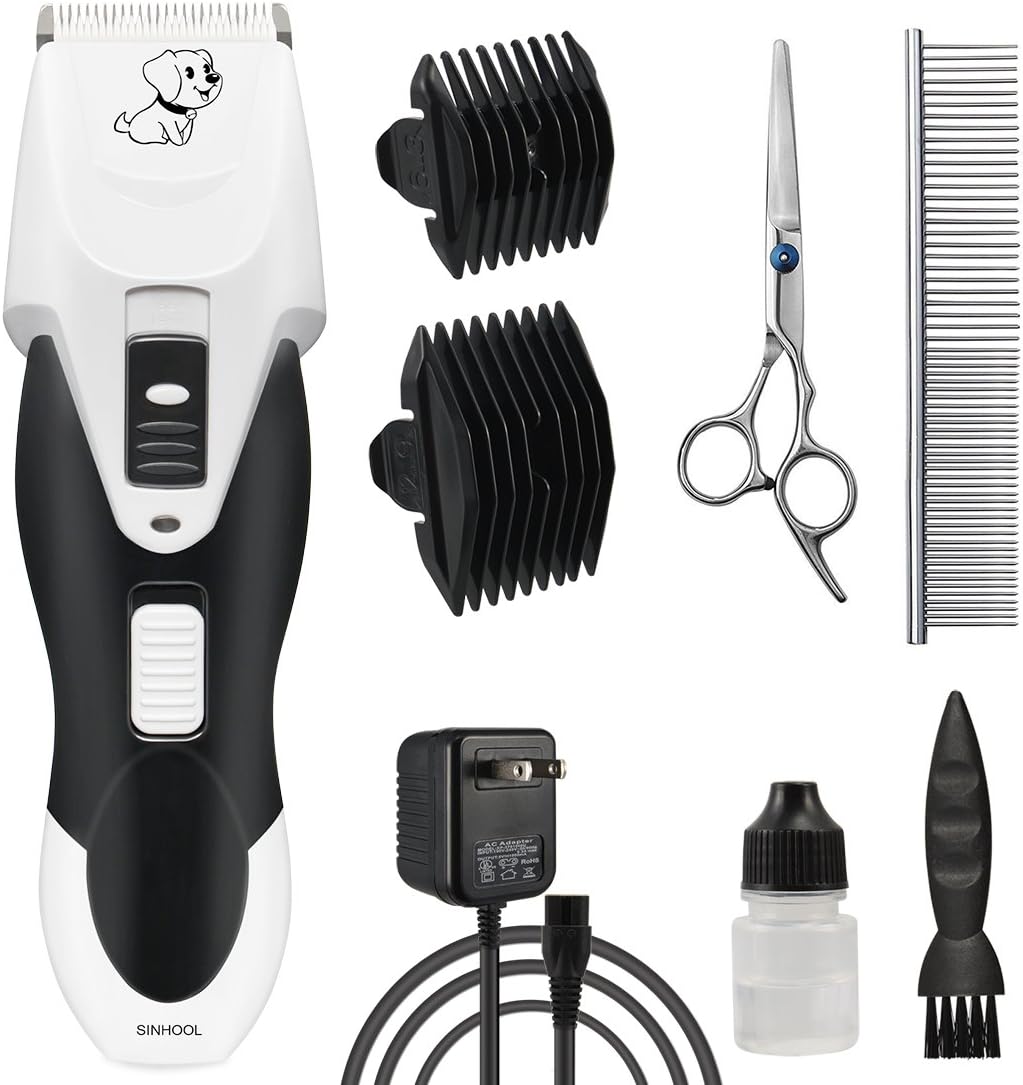 Pet Grooming Clippers Professional Dog Grooming Clippers Cordless Dog Hair Clippers, Electric Quiet Pet Trimmer for Dogs and Cats, Grooming Clippers for Other Animal with 2 Comb Guides