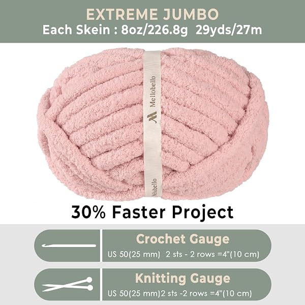 JUMBO CHUNKY YARN FOR HAND KNITTING – SUPER THICK CHENILLE CHUNKY YARN FOR CROCHETING – EXTRA SOFT BULKY FLUFFY BLANKET BIG YARN 8 JUMBO PACK (27YDS,8 OZ EACH SKEIN) PINK
