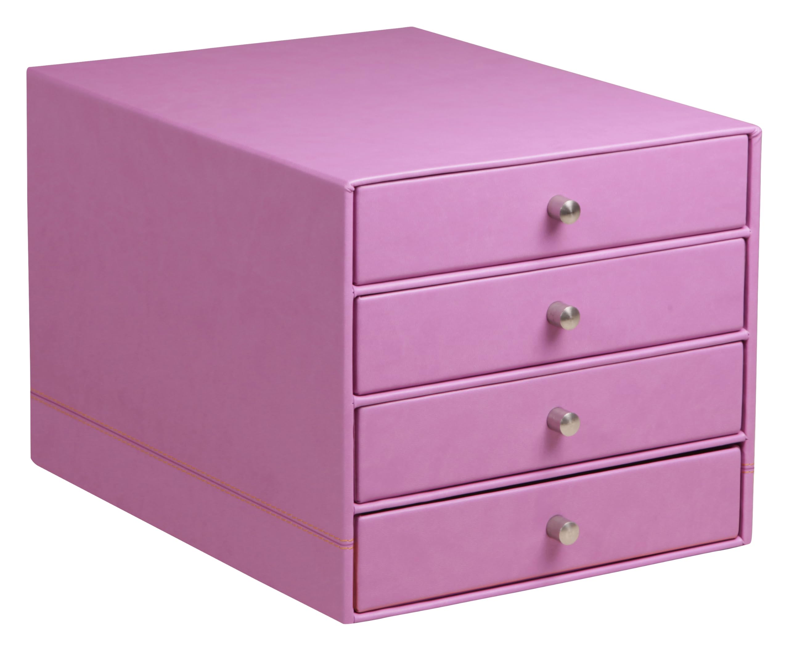 RHODIA 318961C - Lilac 4-Drawer File Organizer - 24.8 x 32.7 x 22.8 cm - Orange Saddle Stitching - Faux Leather Exterior - Rhodiarama Home Office Collection - Office Organization & Designer Storage
