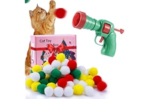 Hggha 81Pcs Cat Ball Launcher Gun,Funny Interactive Cat Toys for Bored Indoor Adult Cats, 80Pcs Plush Cat Toy Balls with 1 Launcher, Cat Fetch Toys, Cute Kitten Kitty Toys for Training,Playing