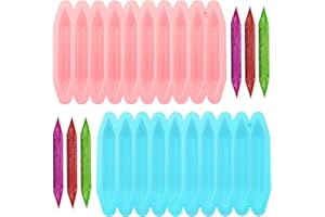 2Pcs Reusable Silicone Crayon Molds - 10 Cavity, Oven Safe, Double Tipped 3D Wax Mold for Making Chocolate, Candle Melting, D