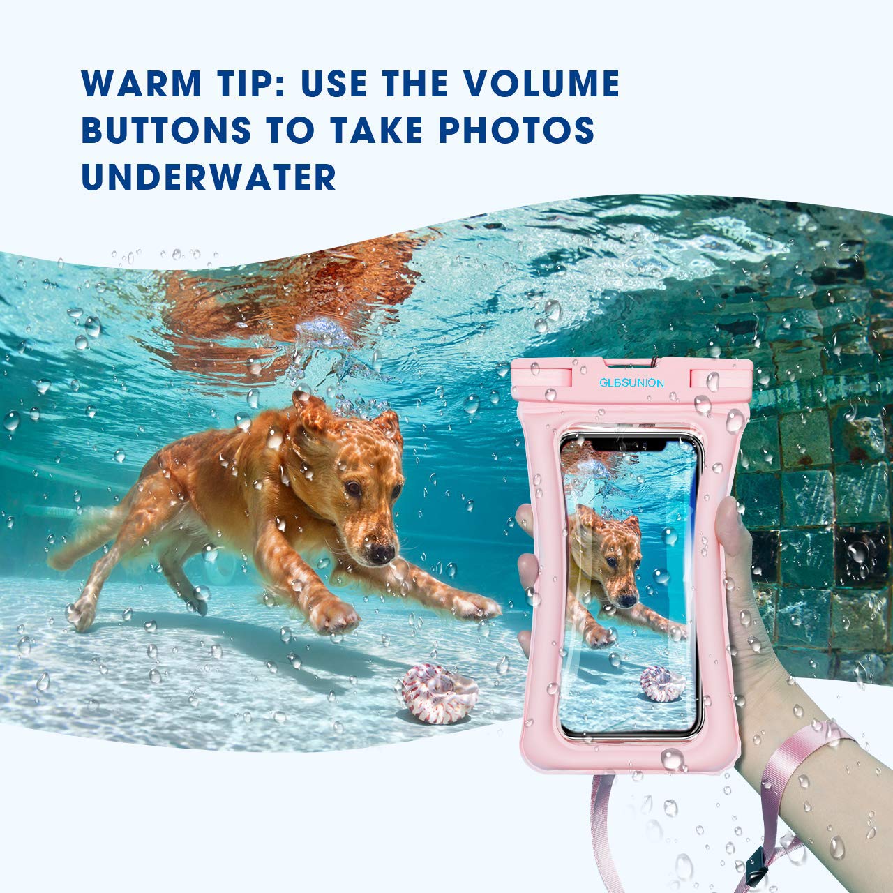 GLBSUNION Waterproof Phone Pouch Floating, IPX8 Universal Waterproof Case Underwater Dry Bag Compatible iPhone Xs Max/Xs/Xr/X/8/8plus/7/7plus Galaxy s9/8 Note 9/8 Google Pixel up to 6.5\