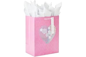 Hallmark 17" Extra Large Mother's Day Gift Bag with Tissue Paper and Gift Tag (Pink Cut-Out Heart) for Mom, Grandmother, Nana, Gigi