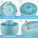 Marbrasse Desk Organiser 360° Rotating Pen Holder 5 Compartments Blue view 5