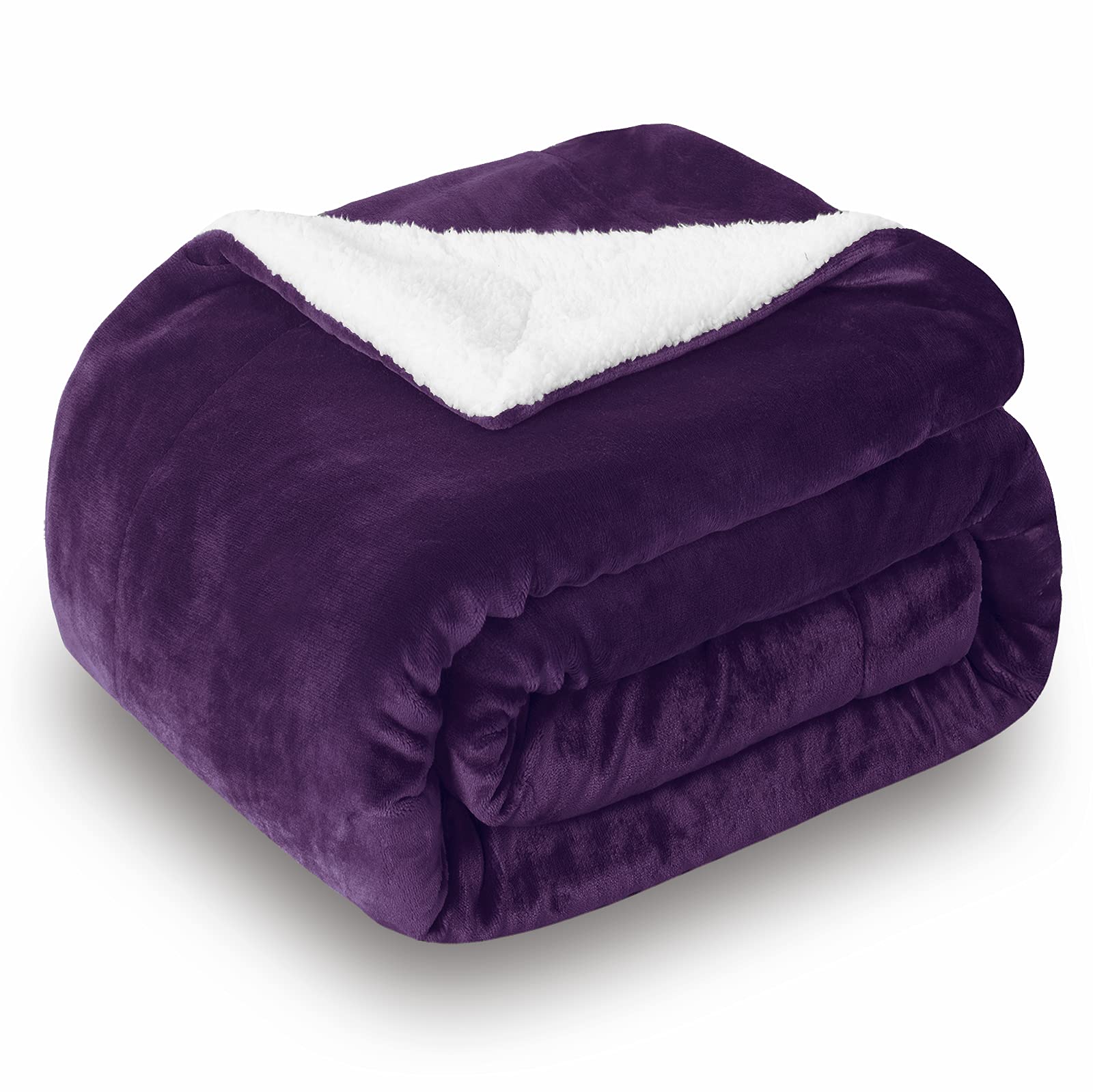 SOCHOW Sherpa Fleece Throw Blanket, Double-Sided Super Soft Luxurious Plush Blanket 127cm×150cm, Aubergine — image 1