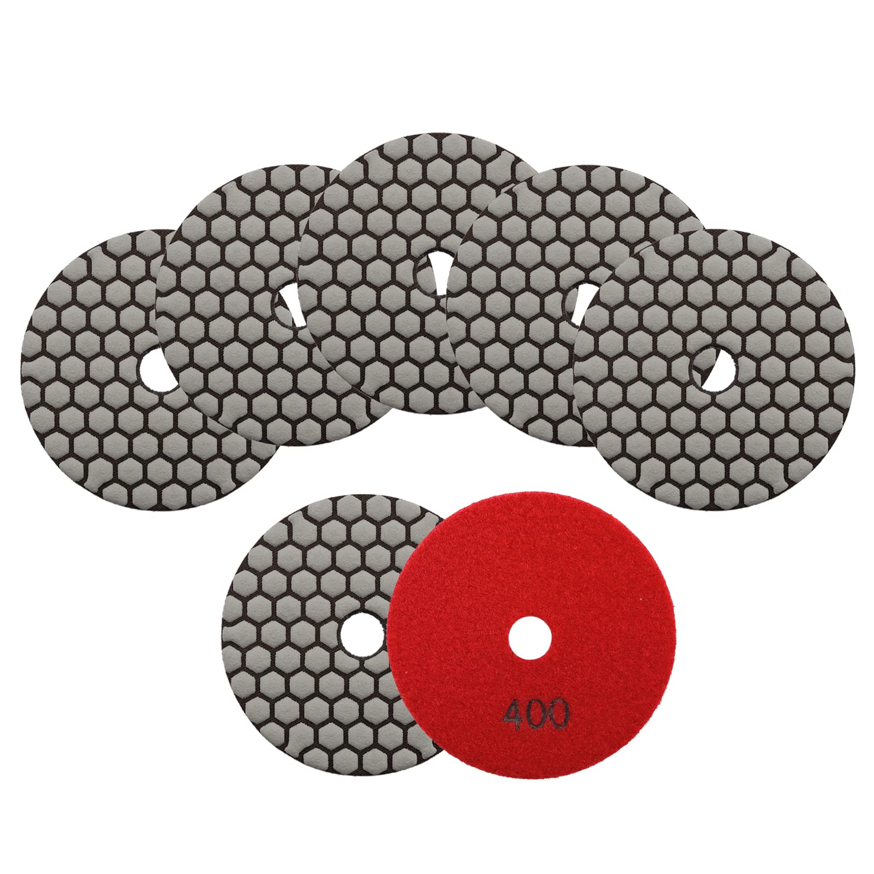 KURSTOL Dry Diamond Polishing Pads Set - 7pcs 100mm grits #400 Countertop Polishing pads for Granite Quartz Stone Marble Floor