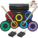 ORASANT Real-Effect Rechargeable Portable Electronic Drum Set, Multi-Functional Electric Drum Set with Volume Adjustable Buil