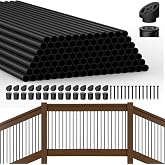 HYPERGIANT 105 Pack 26" Aluminum Deck Balusters,3/4" Round Deck Railing Spindles with Conectors and Screw,Hollow Metal Deck Balusters for Railing Fencing Porch,Black Deck Stair Spindles for Staircase
