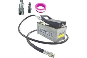 XFPC Air Hydraulic Pump 10,000 PSI, 1.7L Reservoir, NPT 3/8" Oil Outlet, NPT 1/4" Inlet, Hydraulic Pump Air Hydraulic Foot Pump with 6.6ft Pipe, Gray