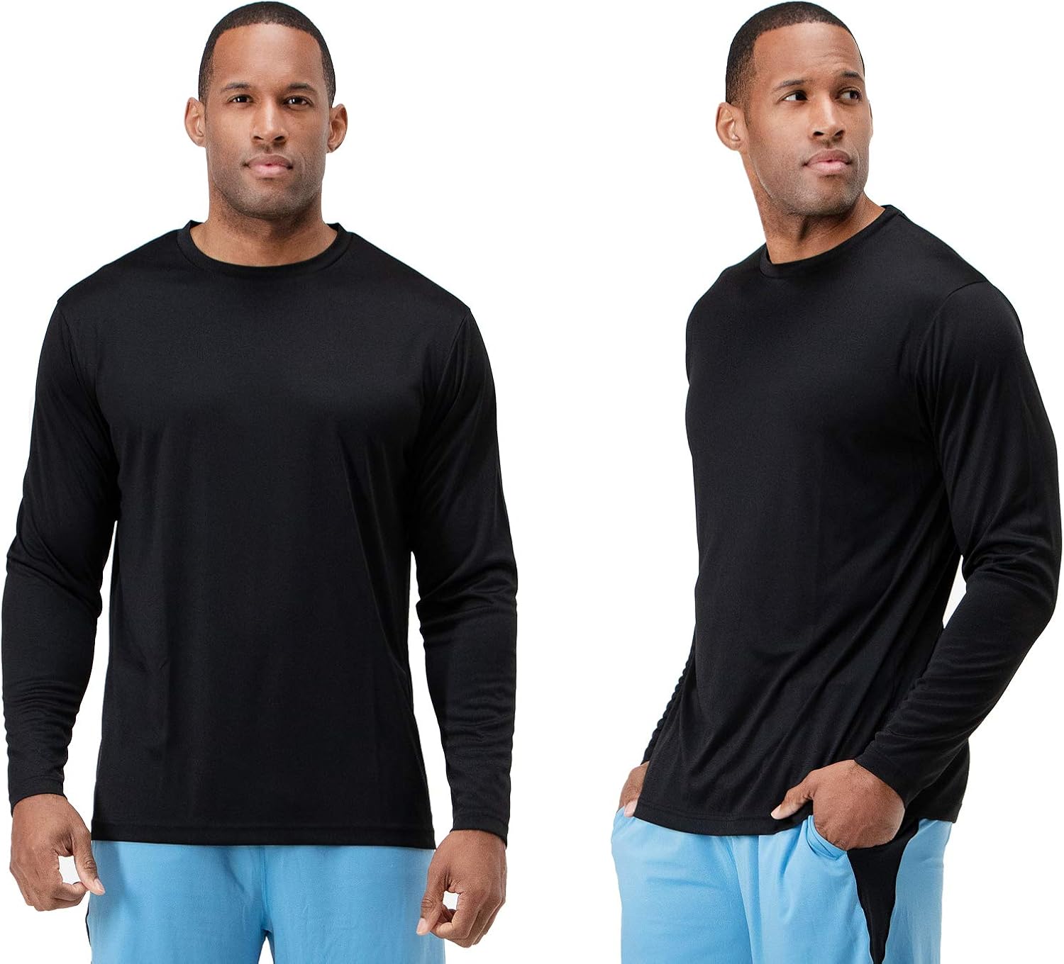 DEVOPS Men's 2 Pack UPF 50+ Sun Protection Long Sleeve Dri Fit Fishing Hiking Running Workout T-Shirts: Clothing