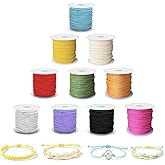 250 Yards 10 Colors Wax String for Bracelet Making, Waxed Thread Bracelet Cord, Waxed Polyester Cord Bracelet Rope for Jewelry Making, DIY Bracelets, Necklace Making and Macrame