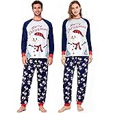 GRPSKCOS Couple Christmas Pajamas Adults Christmas Long Sleepwear Matching Santa Pyjamas for Men Women