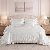 Satin Comforter Set King Sheet Set Silk Like White Bedding Set Silky Bed in a Bag 8 Pcs Pinch Pleat Bed Set Home Decor Luxury Hotel Silky Ruffle Down Comforter with 1 Cushion Cover