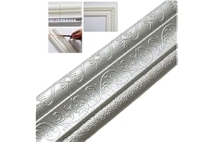 YTCPMHEA 2022 New 3D Wall Edging Self-Adhesive Environmental Protection 3D Wall Edging Strip, Flexible Wall Borders Frame Peel and Stick Trim Molding, Waterproof Wall Edging Strip for Home 91 × 3.15inch (Grey)