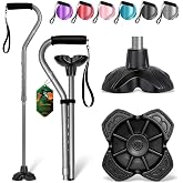 BeneCane Walking Cane Adjustable Cane with Offset Soft Cushioned Handle for Men &amp; Women Lightweight Comfortable Extra Stability Base Mobility Aid for Men Women and Seniors