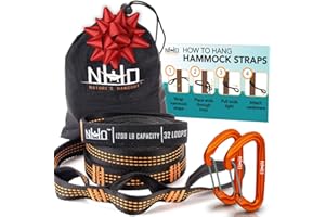 NATURE'S HANGOUT Hammock Straps with 2 Carabiners - 10 FT Tree Swing Straps Hanging Kit 20 FT Combined - 1200+ LBS 32 Loops & No Stretch Tree Swing Hanging Kit - Rope Hammock - Nature’s Hangout