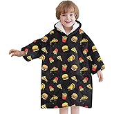 Mewkou Wearable Blanket Hoodie for Kids Oversized Sherpa Blanket Hoodie for Kids Boys Girls Toddler 2-6YR,Hamburger Pizza