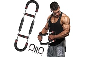 SYLVANSPARKKITCHEN Twister Arm Trainer Adjustable110lb Chest Workout Equipment Portable Power Twister Bar with Detachable Spring Kit - Forearm & Triceps Strengthener for Home Gym Training Men & Women