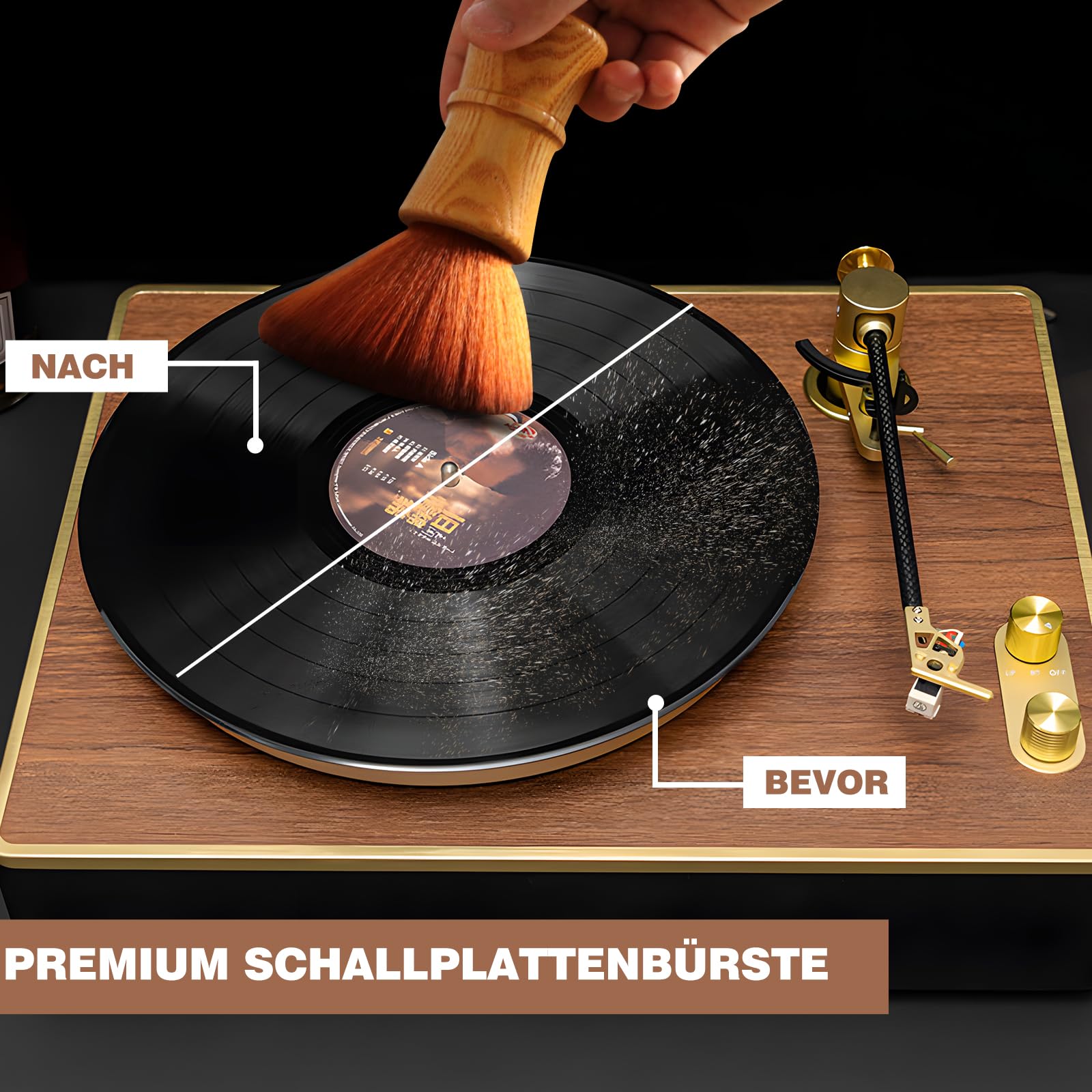 Monosaudio LP Reinigungsbürste Vinyl Schallplatte Reiniger, antistatische weiche Schallplatte Reinigungsbürste, Vinyl Staubentferner, Vinyl LP Reinigung Plattenspieler CD Album Cartridge Reiniger 3